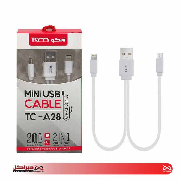 کابل شارژ 2 سر اندروید و آیفون تسکو TSCO مدل TC A28